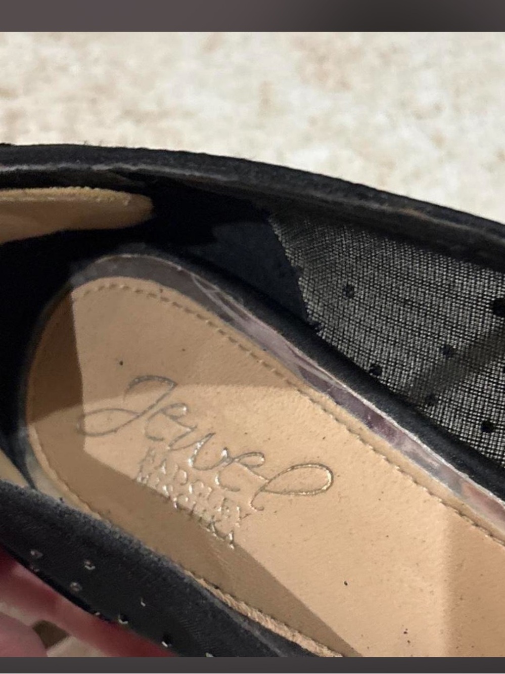 Jewel Badgley Mischka Black Pointed Mesh Heels - Picture 5 of 5